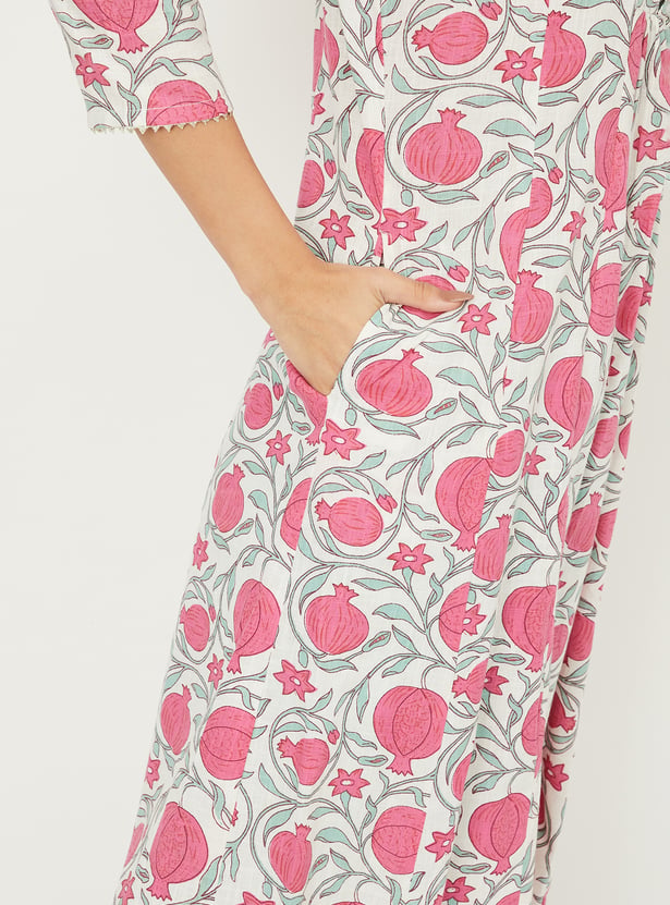 Women Printed A-Line Kurta Trousers NA Set
