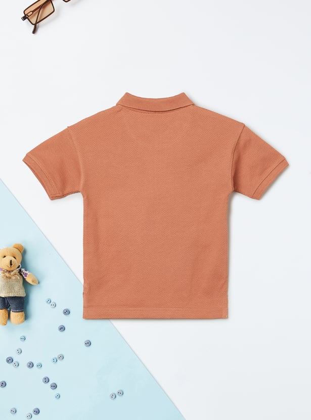 Boys Textured Polo T-shirt
