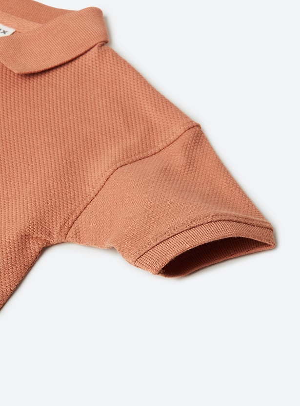 Boys Textured Polo T-shirt