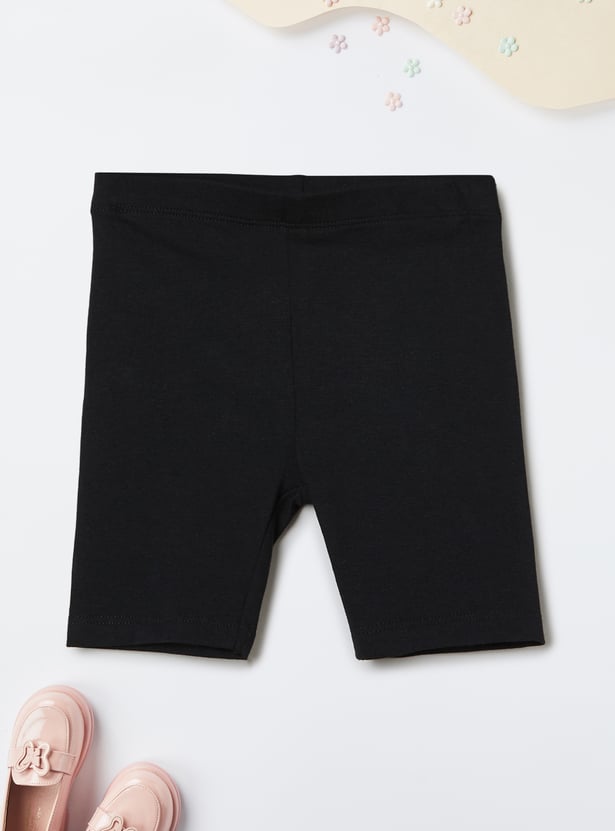 Girls Solid Knit Shorts - Pack of 2