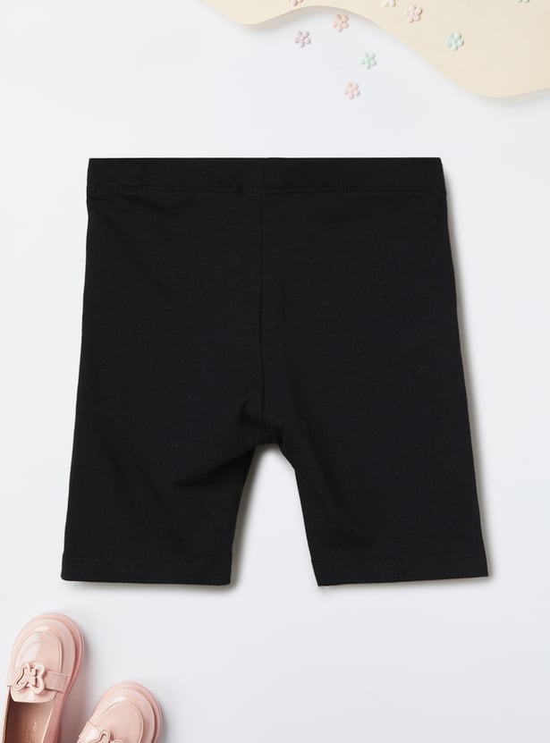 Girls Solid Knit Shorts - Pack of 2