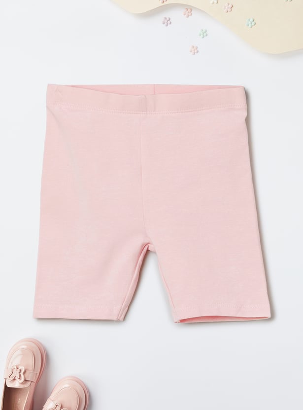 Girls Solid Knit Shorts - Pack of 2