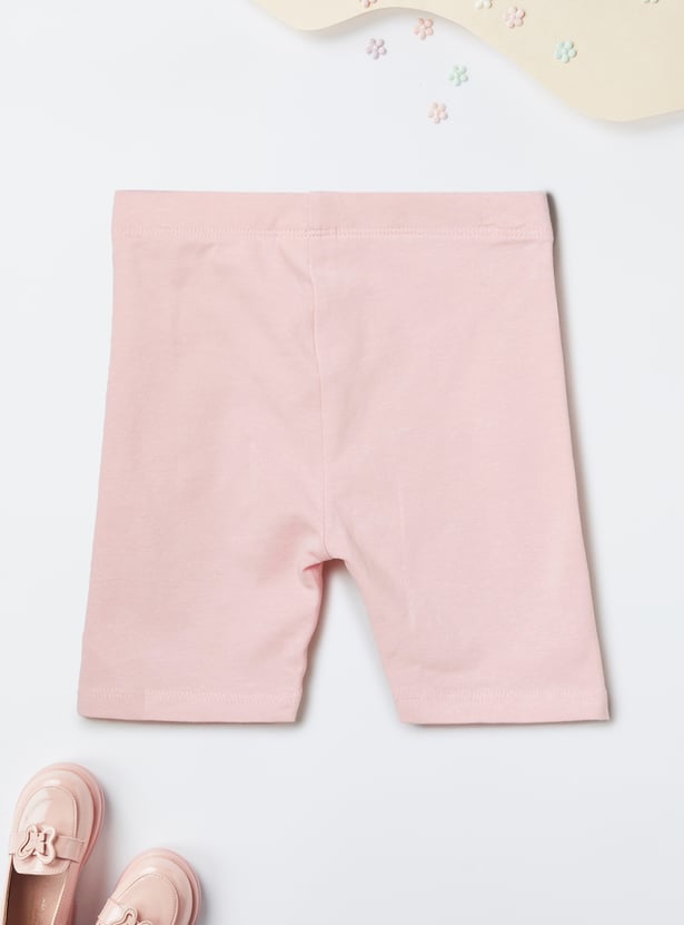 Girls Solid Knit Shorts - Pack of 2