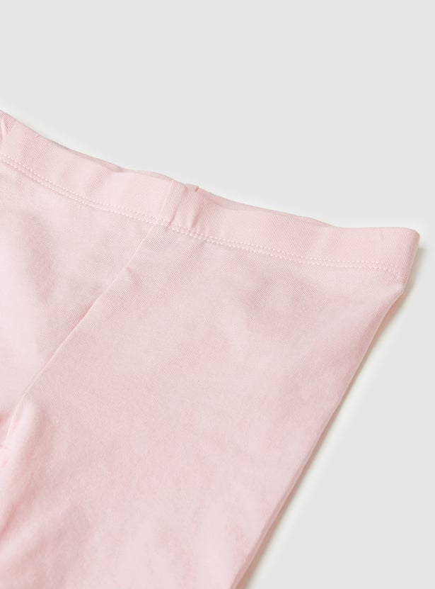 Girls Solid Knit Shorts - Pack of 2