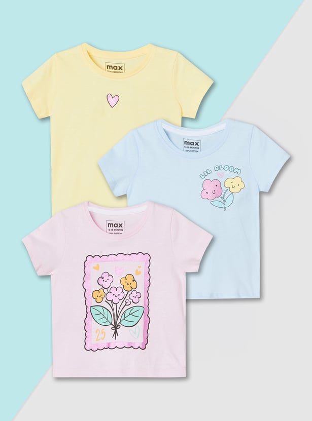 Girls Printed T-shirt - Pack of 3