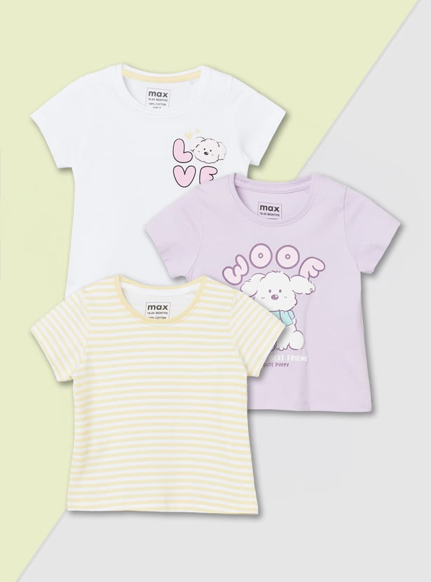 Girls Printed T-shirt - Pack of 3