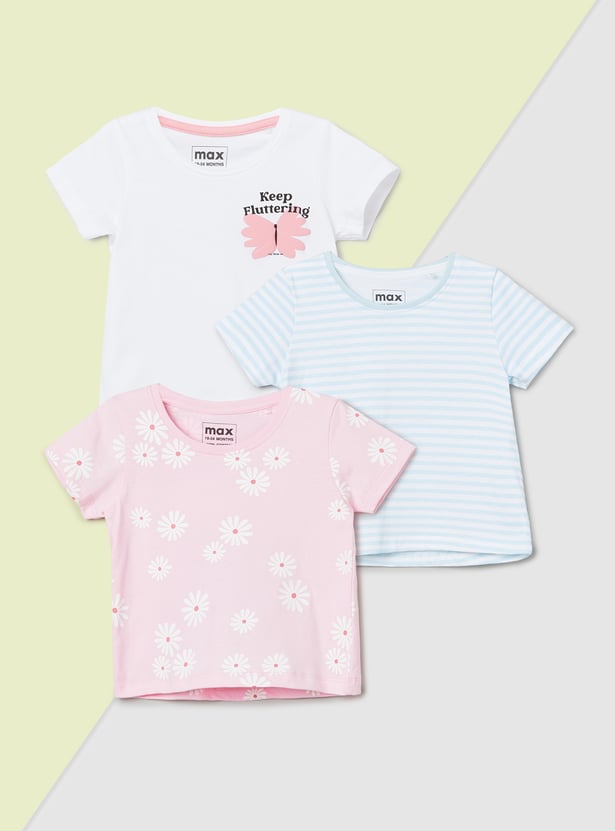 Girls Printed T-shirt - Pack of 3