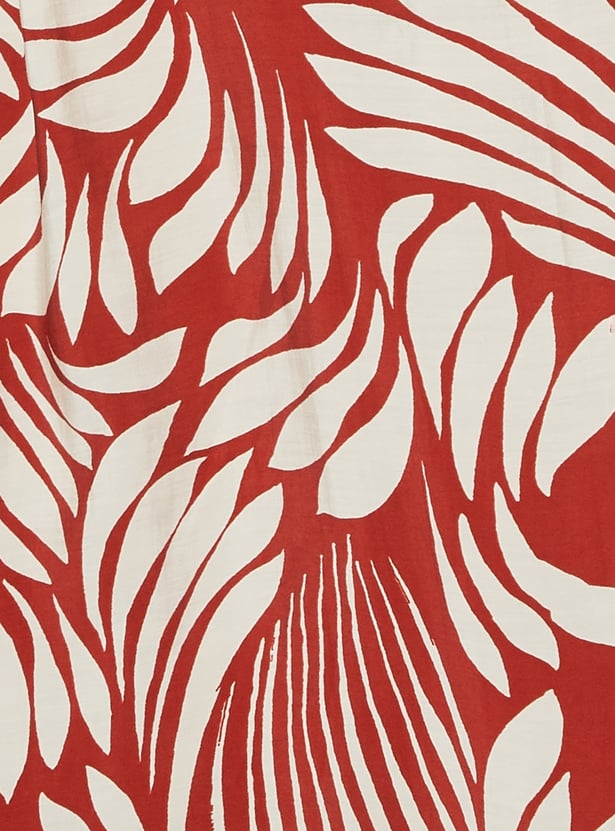 Women Printed Shirt Style Dress with Belt