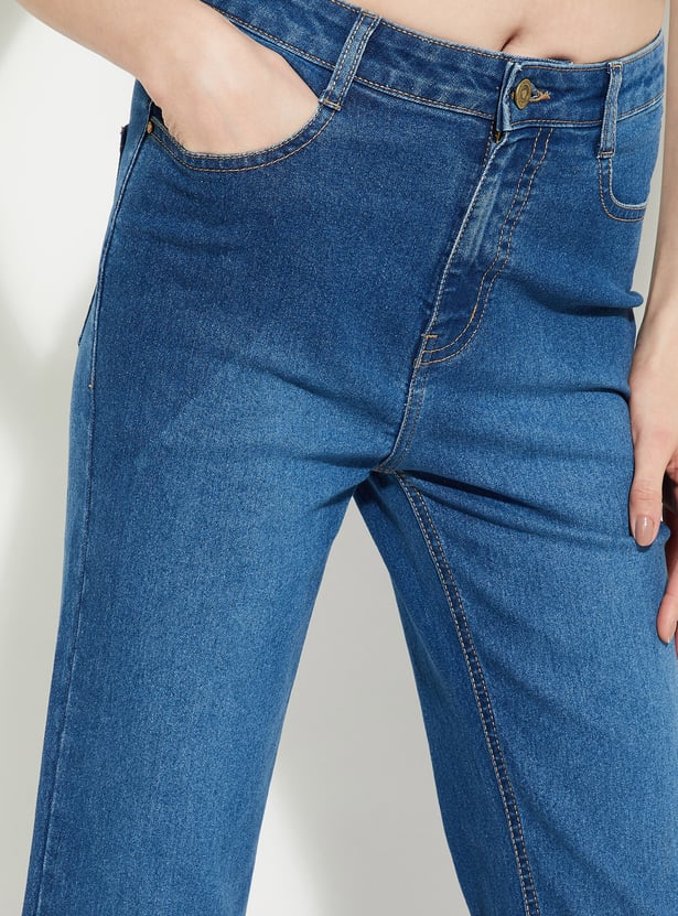ALAYA F x URB_N Women Frayed Hem Kickflare Jeans