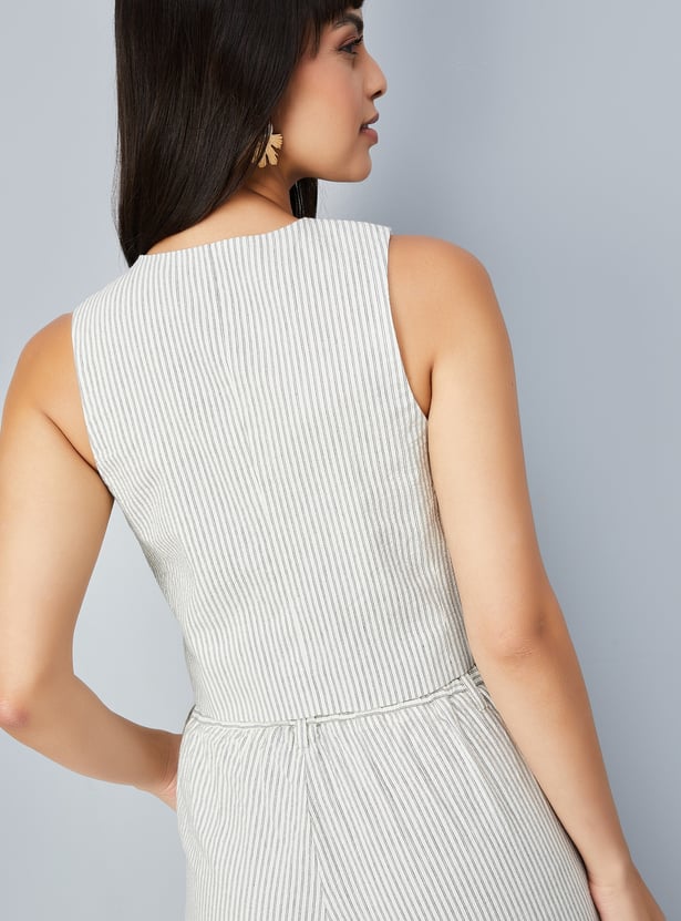 Women Striped Waistcoat Top