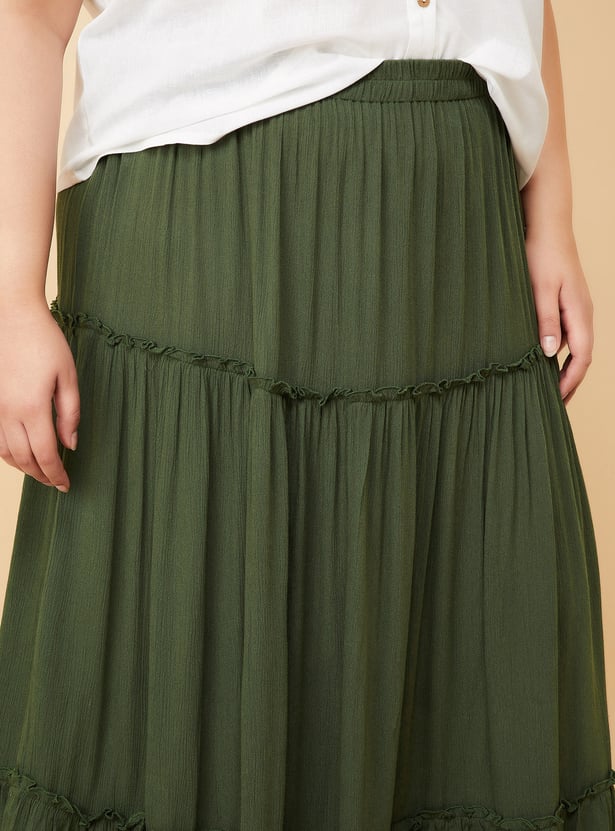 Buy Women Textured Tiered Long Skirt Online at just Rs. 1099.0