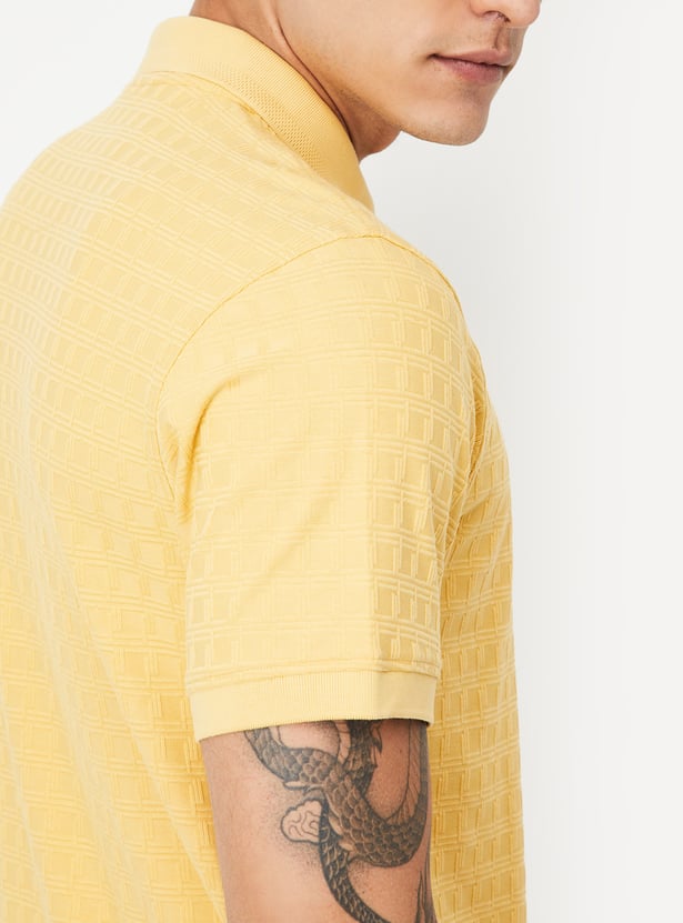 Buy Men Knitted Zip Polo T-shirt Online at just Rs. 799.0