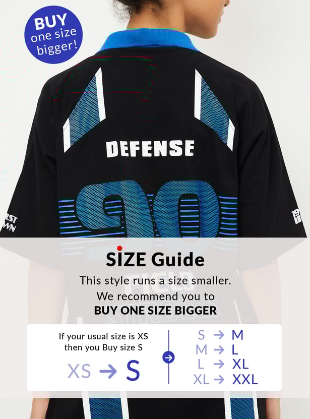 Women Striped Oversized Sports Polo T-shirt