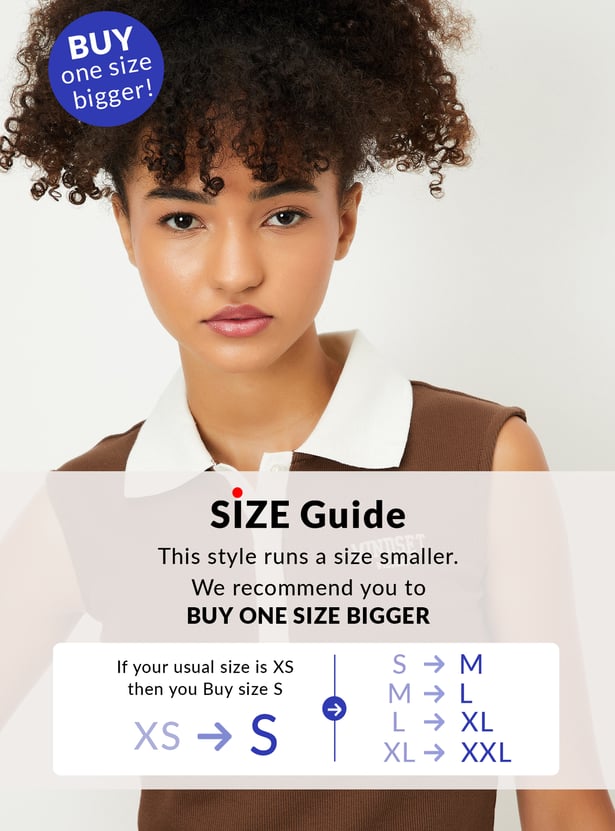 Women Contrast Polo Collar T-shirt