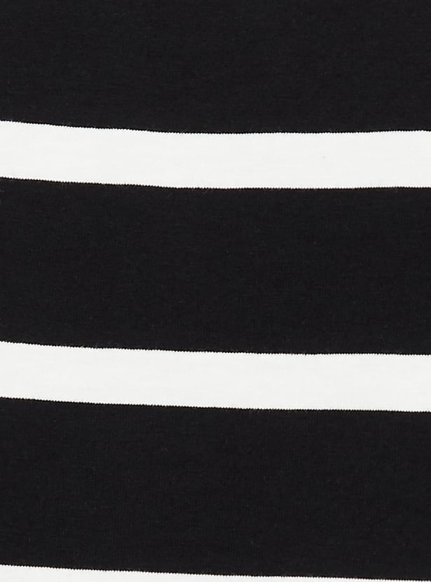 Women Striped Boxy Fit Crop Polo T-shirt