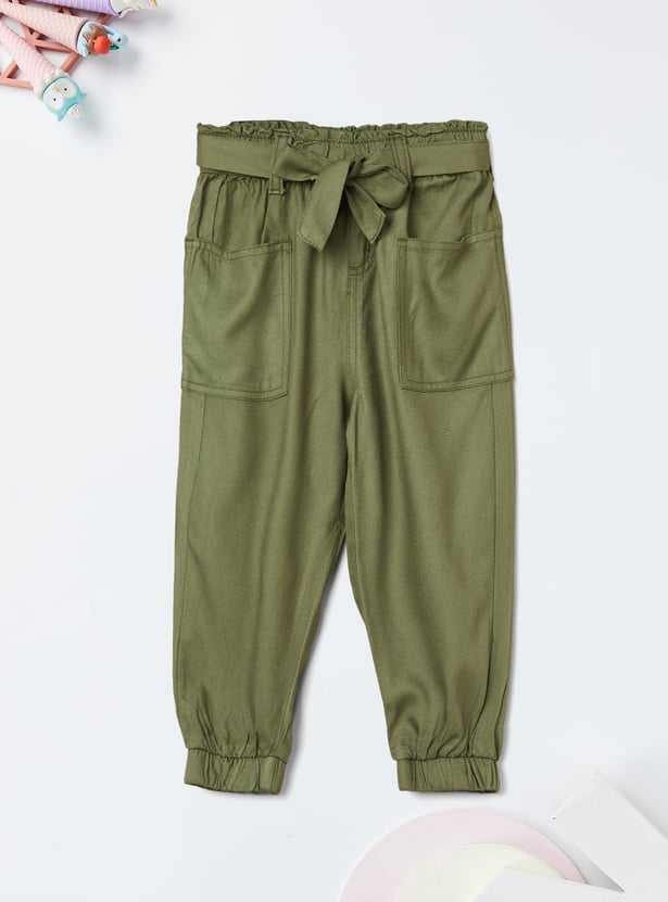 Girls Solid Jogger Trousers