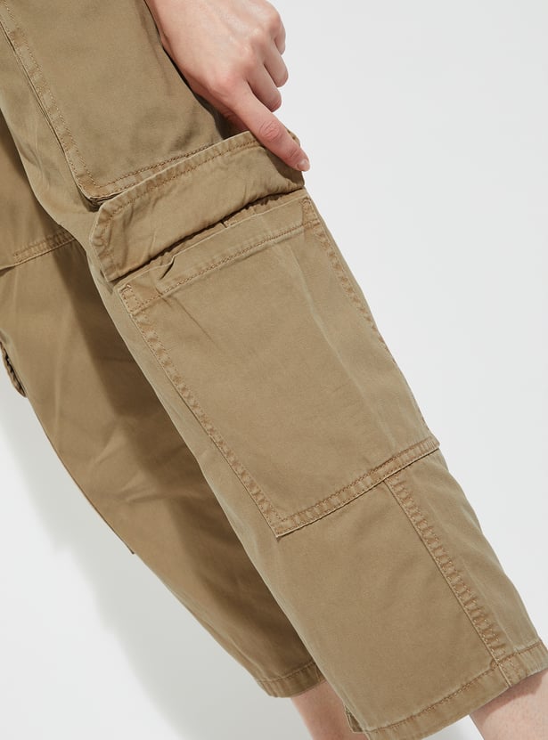 Buy URB_N Women Solid Cargo Trousers Online at just Rs