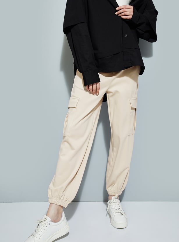 ALAYA F x URB_N Women Textured Cargo Joggers