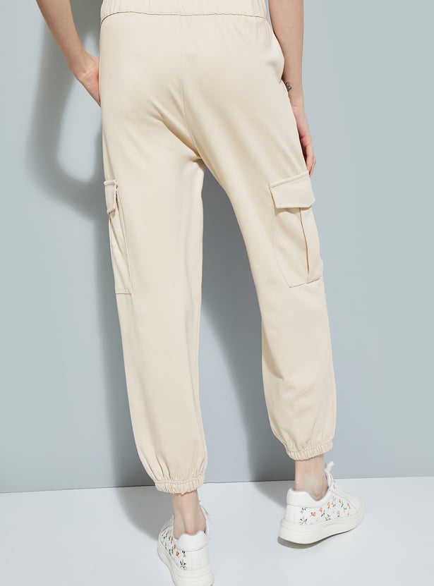 ALAYA F x URB_N Women Textured Cargo Joggers