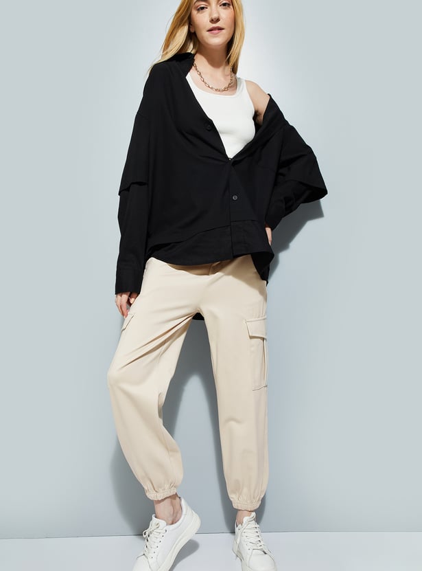 ALAYA F x URB_N Women Textured Cargo Joggers