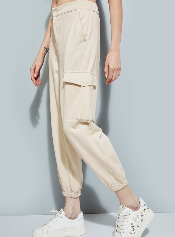 ALAYA F x URB_N Women Textured Cargo Joggers