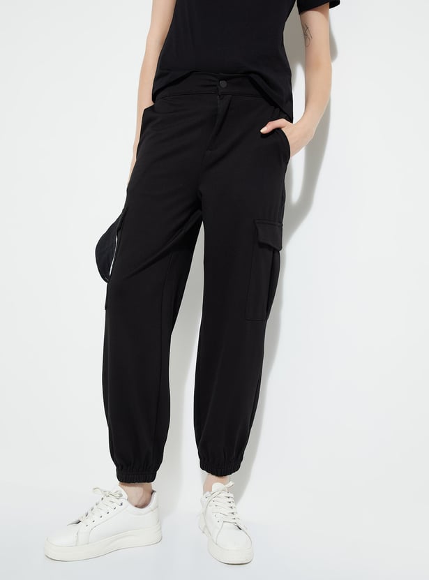 ALAYA F x URB_N Women Textured Cargo Joggers