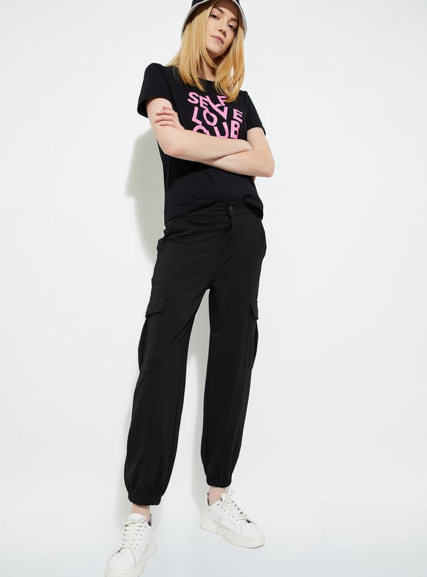 ALAYA F x URB_N Women Textured Cargo Joggers