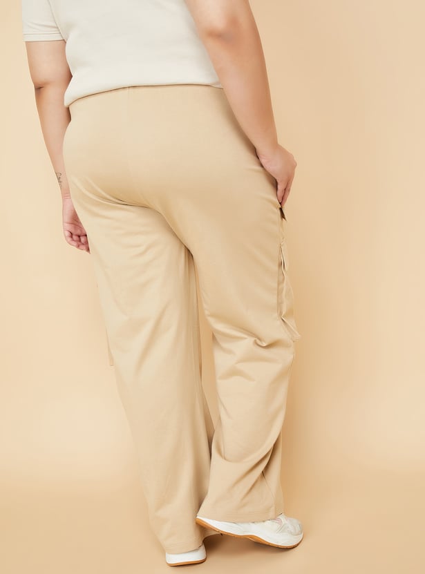 Women Solid Cargo Track Pants