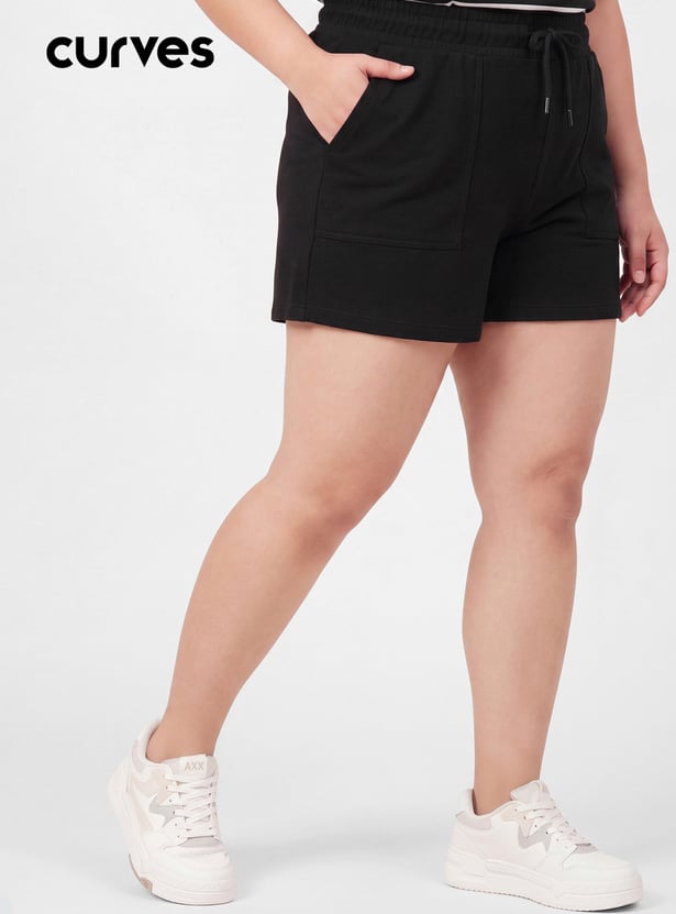 Women Solid Athleisure Shorts