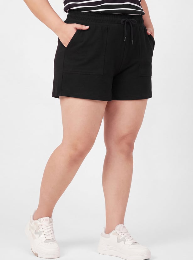 Women Solid Athleisure Shorts