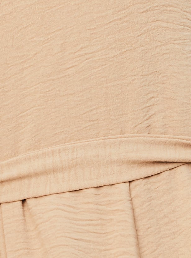 Women Textured Belted Midi Dress