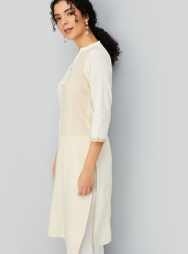 Women Colourblock Straight Kurta