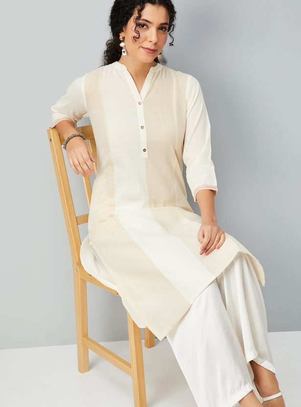 Women Colourblock Straight Kurta