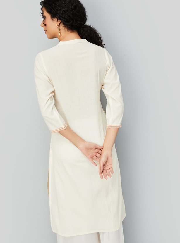 Women Colourblock Straight Kurta