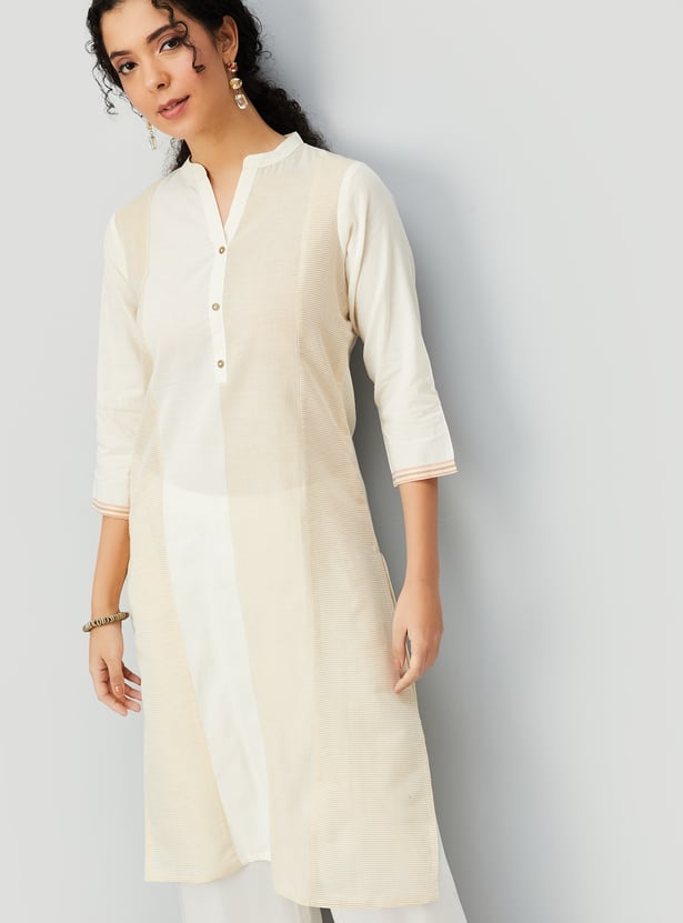 Women Colourblock Straight Kurta