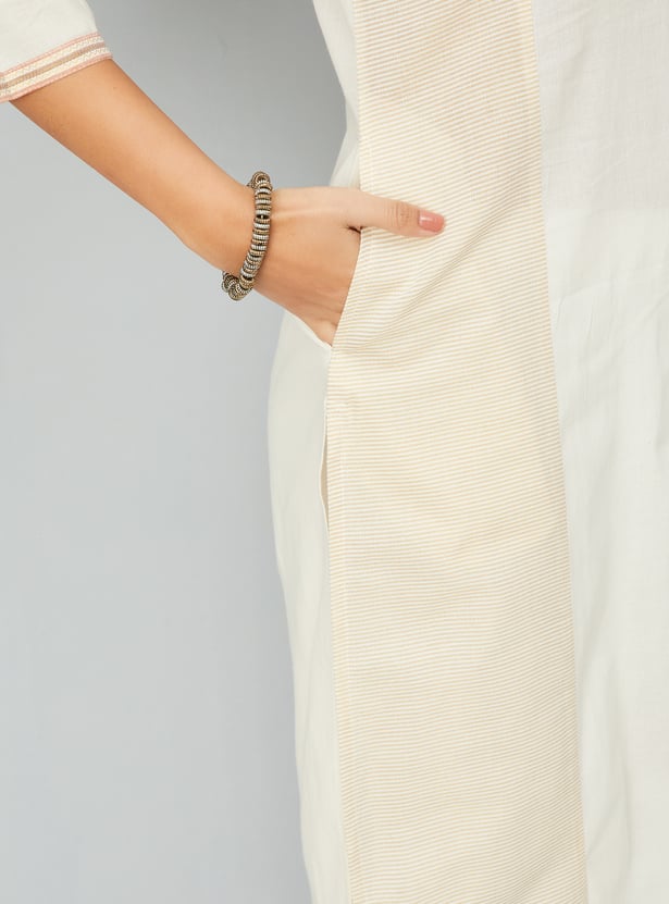 Women Colourblock Straight Kurta