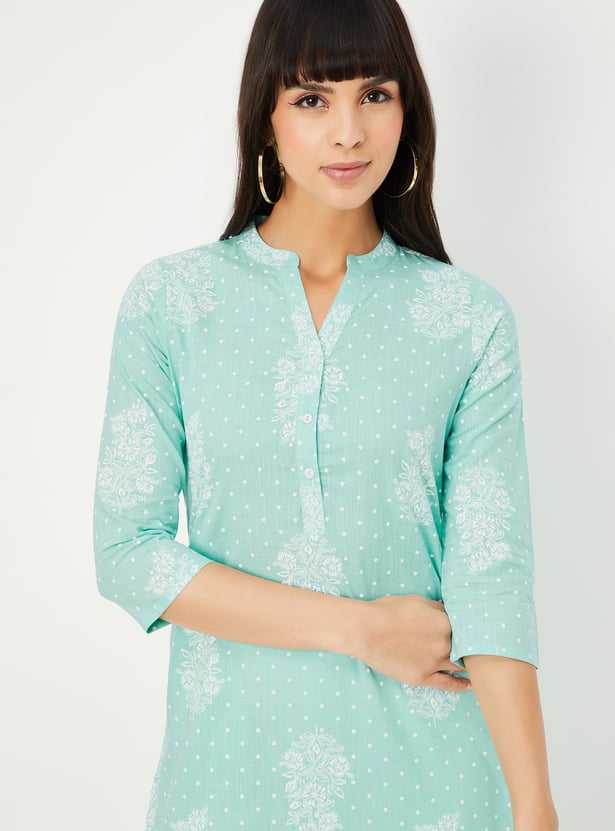 Women's Black Floral Straight Kurta