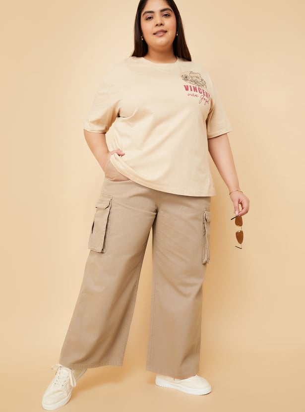 Women Solid Cargo Jeans