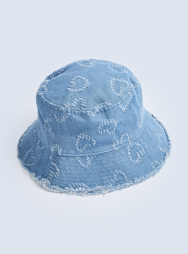 Girls Frayed Bucket Hat