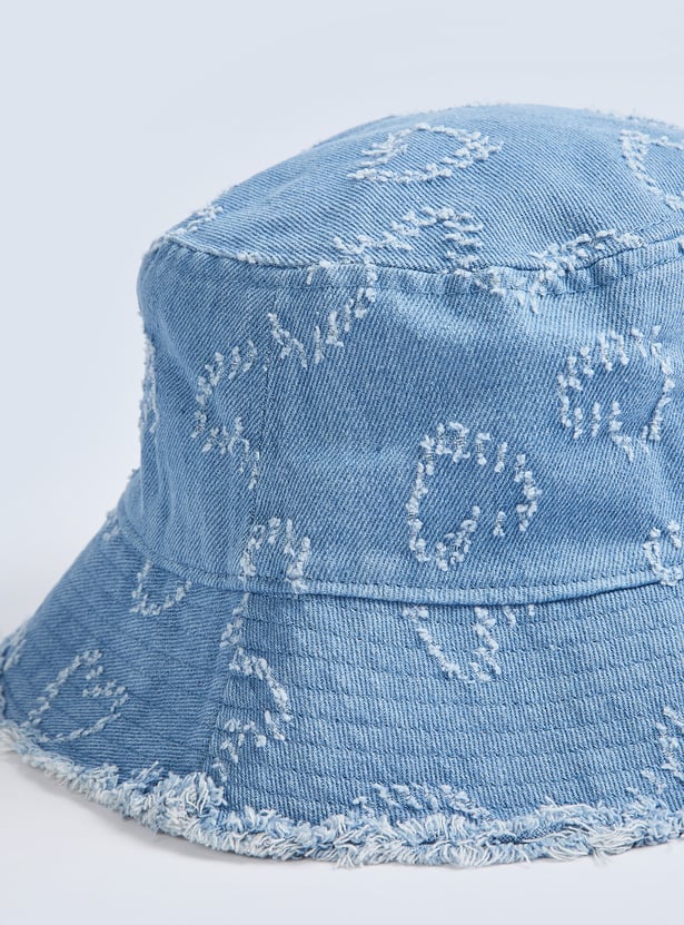 Girls Frayed Bucket Hat