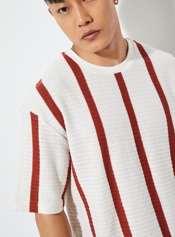 URB_N Men Striped Oversized T-shirt