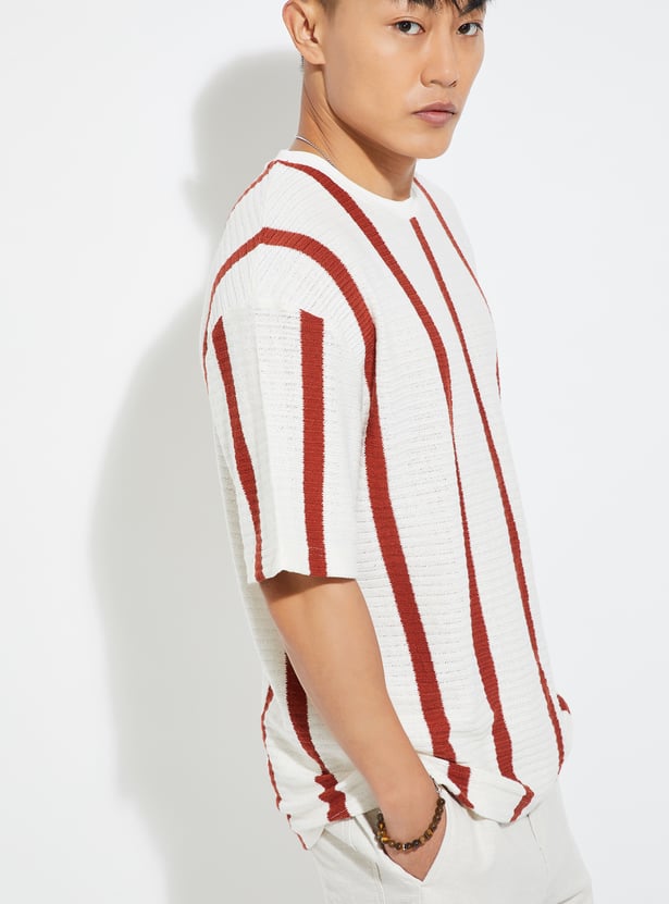 URB_N Men Striped Oversized T-shirt