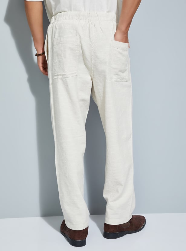 URB_N Men Textured Comfort Fit Trousers
