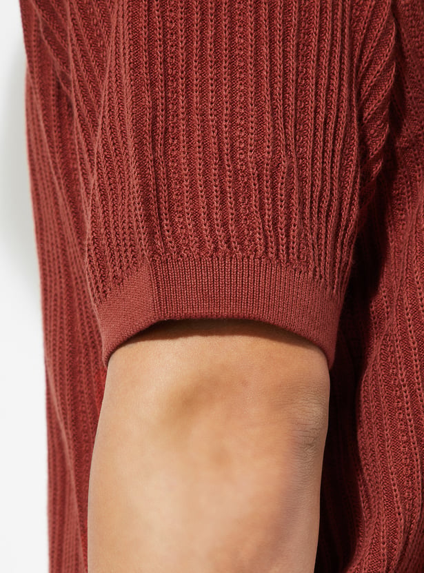 URB_N Men Textured Oversized Polo T-shirt