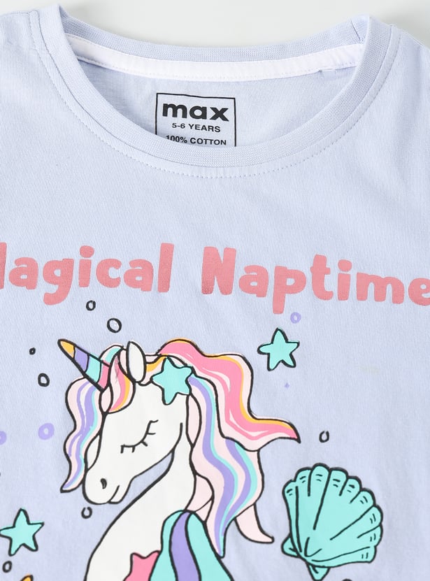 Girls Unicorn Print PJ Set