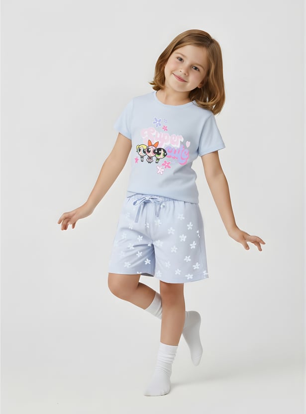 Girls Powerpuff Girls Print Sleepwear Set