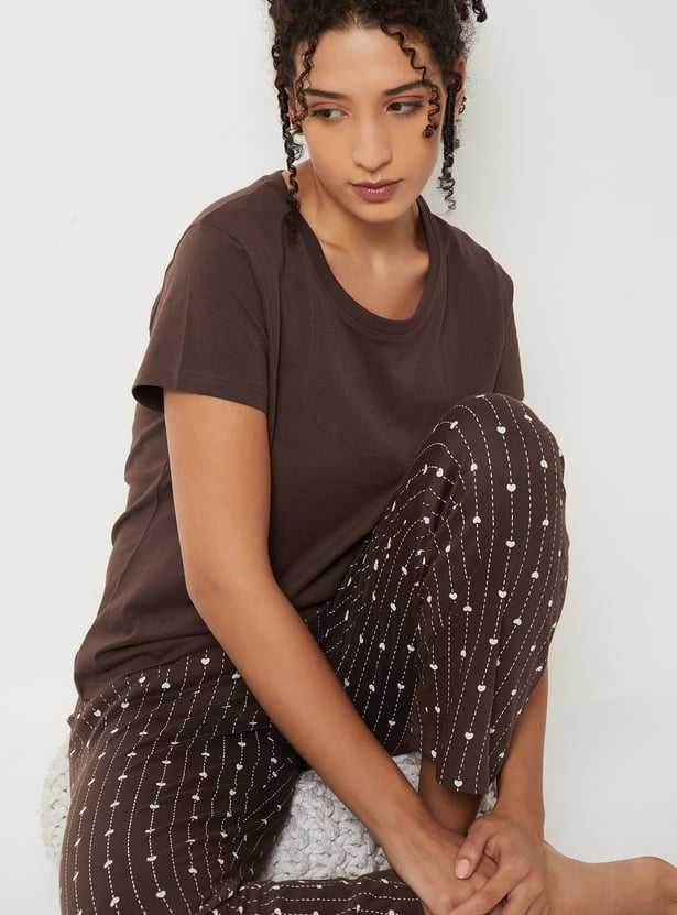 Women Heart Printed PJ Set