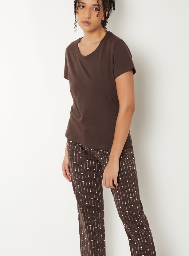 Women Heart Printed PJ Set