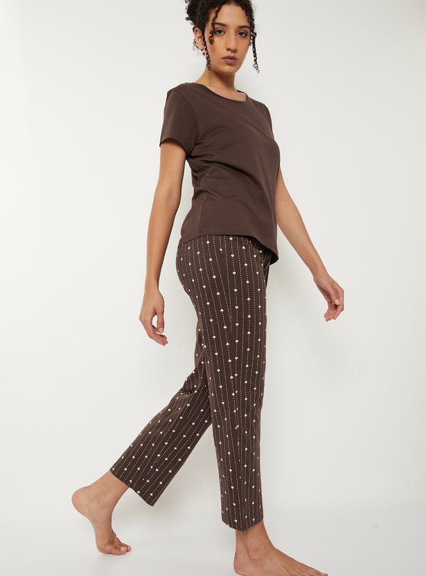 Women Heart Printed PJ Set