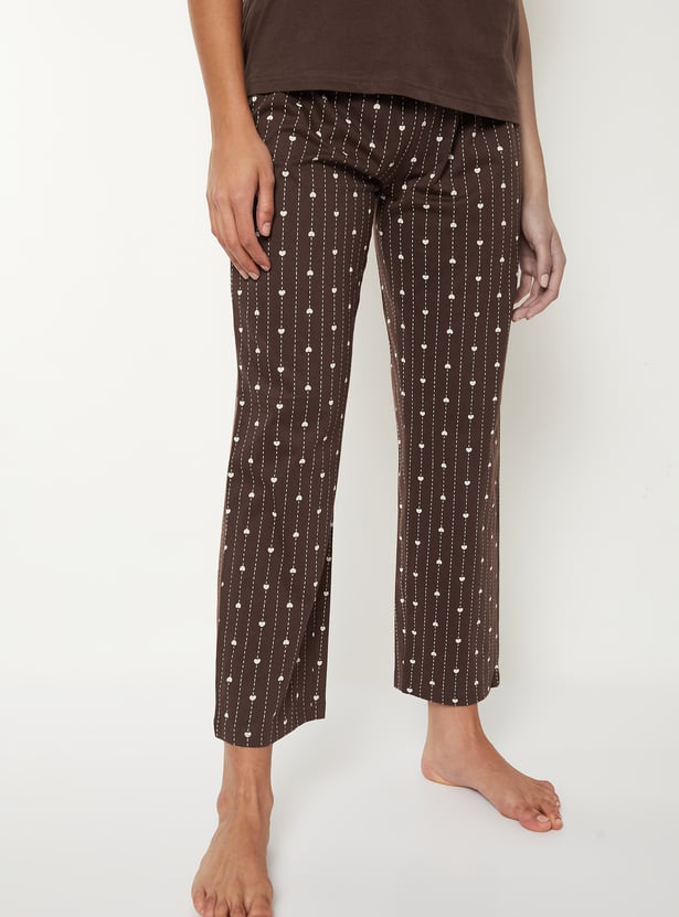 Women Heart Printed PJ Set